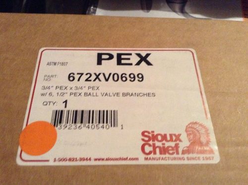 Sioux chief: 3/4&#034; pex x 3/4&#034; pex w/6, 1/2&#034; pex ball valve branches.open manifold for sale