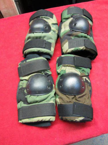 2 Pair Bijan&#039;s Military Elbow Pads, Medium Woodland Camo Paintball Airsoft