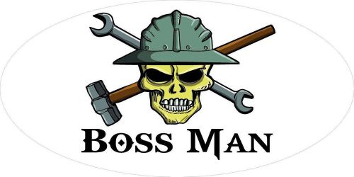 3 - Boss Man Skull Hard Hat Helmet Sticker H314