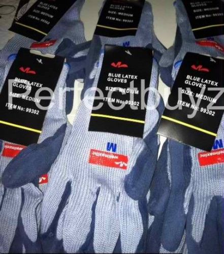 12 sets of High Quality Blue and Gray Latex Coated Working Gloves size Large new