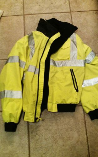Hi-vis class 3 safety jacket, reflective coat, bomber jacket, size: large for sale