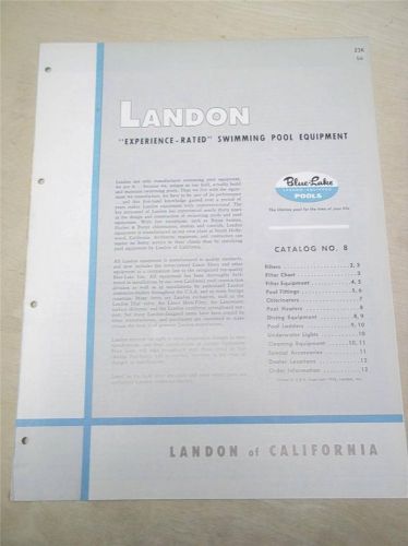Vtg Landon of California Brochure~Swimming Pool Equipment~Diving Boards~Catalog