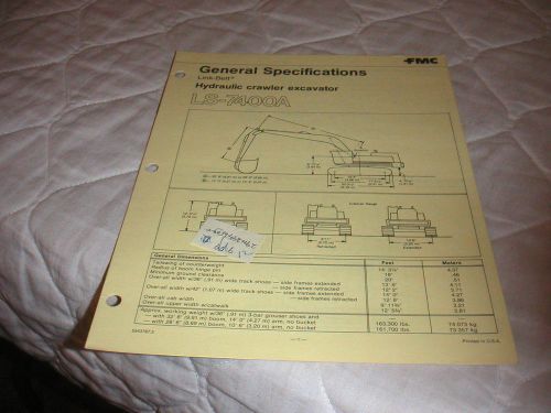 1980&#039;s LINK-BELT MODEL LS-7400A HYDRAULIC CRAWLER EXCAVATOR SALES BROCHURE