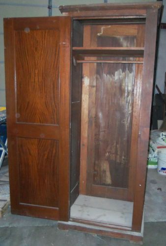 Antique Coat Closet Wooden Early Office Metal Home Heavy Large Aged Furniture