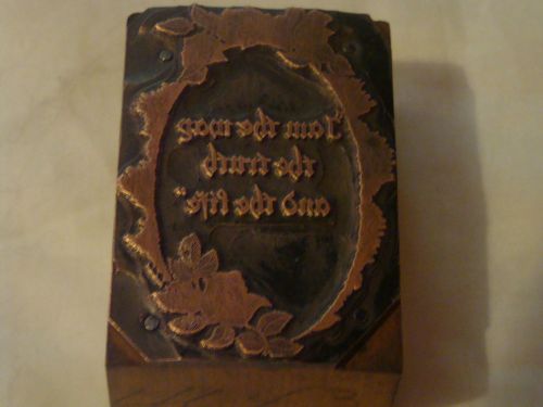 Antique Printer Block Cut Advertising Copper Religious Scripture John 14:6