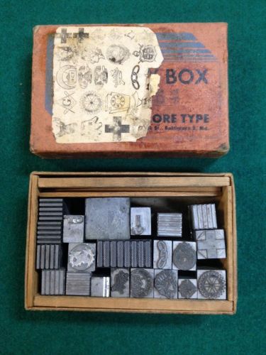 Vintage BALTIMORE TYPE Handy Box - EMBLEMS &amp; SEALS  Misc. Sizes/Letterpress/Lead