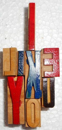 &#039;I likeYou&#039; Letterpress Wood Type Used Hand Crafted Made In India B994
