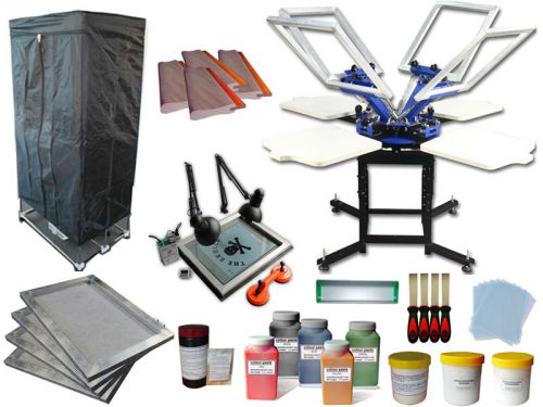 Budget solution 4 color 4 workstation tshirt diy screen printing full set kits for sale
