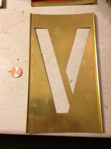 Vintage inter locking  brass stencil letter &#034;v&#034; 4.75&#034;x 8.25&#034;crafting steampunk for sale