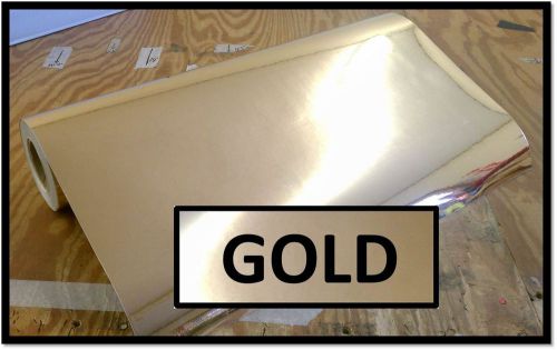 Glossy GOLD GOLD GOLD Graphic Vinyl Film + Adhesive Back 15&#034; x 60&#034; Roll