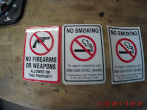 NO SMOKING (Qty 7) &amp; NO WEAPONS (Qty 2) Ohio ORC Compliant
