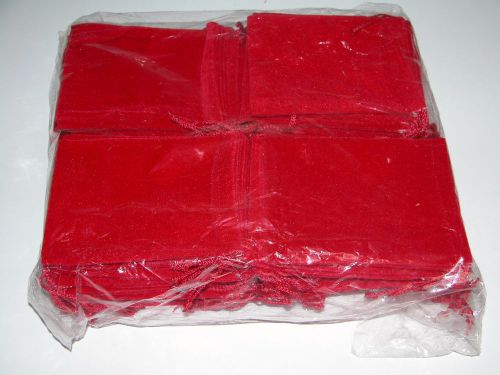 80 Red Velvet Double Drawstring Jewelry Bags, Lot of 80. 5“ x 4“ x 1/4“, New