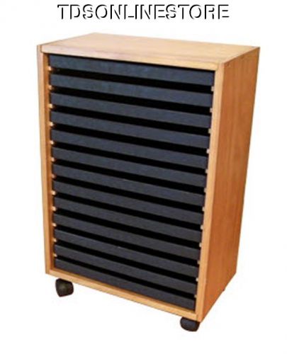 WOODEN STORAGE CABINET WITH 13 STANDARD JEWELER TRAYS