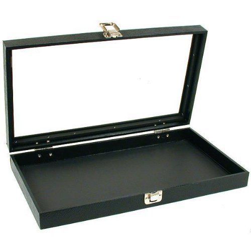 Jewelry / Pocket Watch Display Case Box Glass Top Portable Travel, Black