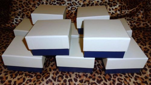 LOT OF 10 BOXES FOR JEWELRY -NAVY BLUE AND CREAM