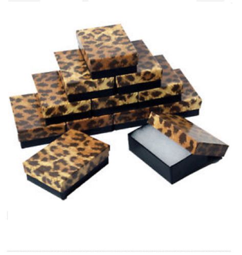 4 ZEBRA PRINT COTTON FILLED GIFT BOXES 7 1/8&#034; X 5 1/8&#034; JELWERY GIFT BOXES