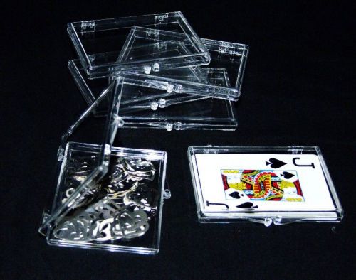 Clear plastic storage boxes with hinged lids shallow depth 12 qty for sale