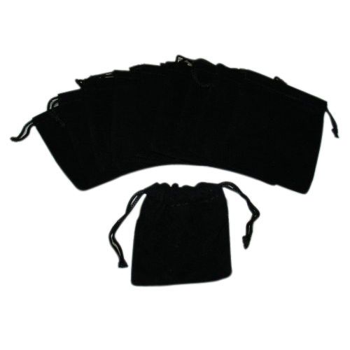 Medium velvet black pouches with drawstrings gift for sale