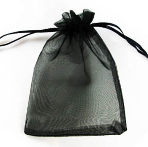 300Pcs Solid Dark Black Drawstring Organza Flare Wedding Gift Pouch Bag 4.5x3.5&#034;