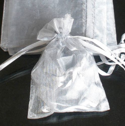 200x Solid Silvery Gray Organza Bag Pouch for Xmas New Year Gift 7x9cm(2.7x3.5&#034;)