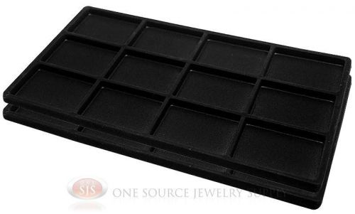 2 Black Insert Tray Liners W/ 12 Compartments Drawer Organizer Jewelry Displays