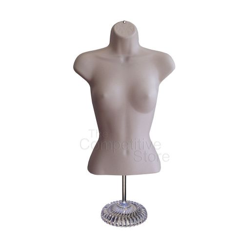Flesh Torso Female Countertop Mannequin Form -Waist Long + Economic Plastic Base