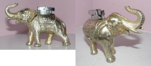 vintage Japan silver metal elephant table lighter