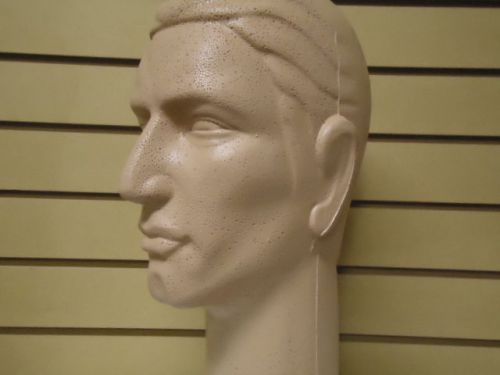 Two (2) 16&#034;H Color-Coated tm Stylized MALE Mannequin Head Forms-Light-Skin