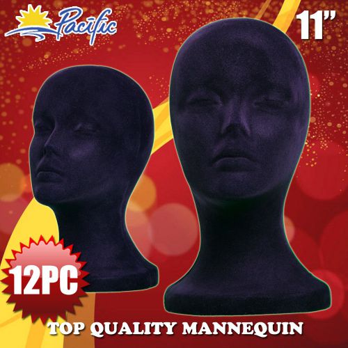 HALLOWEEN 12PC STYROFOAM FOAM black velvet MANNEQUIN MANIKIN head display wig