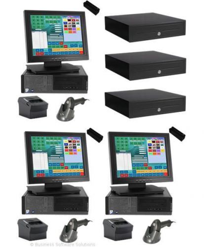 New 3 stn retail touch point of sale system w/ software for sale