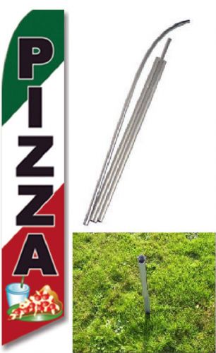 Pizza green red business 15&#039; swooper flag flutter sail banner w/ pole spike * for sale