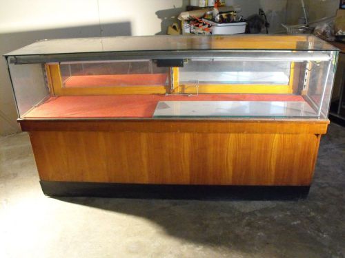 Vintage wooden store display case with lights for sale