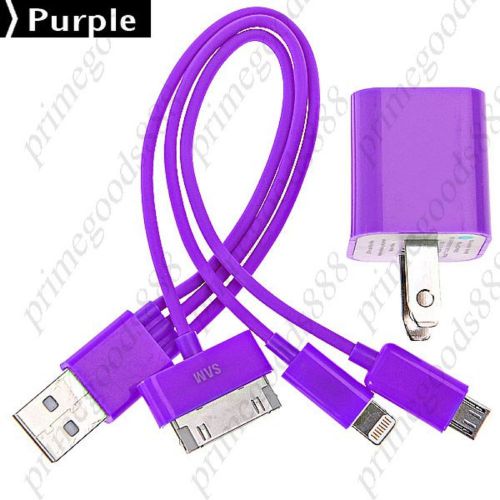4 in 1 usb 2.0 male to 8 pin lightning dock connector micro date cable purple for sale