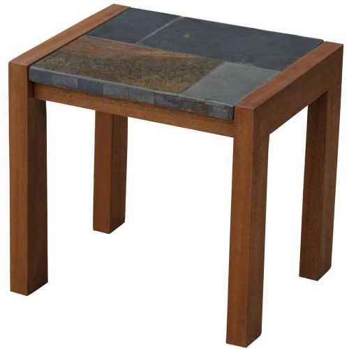 Outdoor Interiors Slate &amp; Eucalyptus End Table