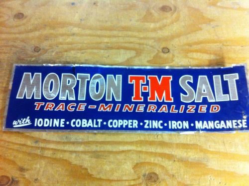 Vintage MORTON T-M SALT LIVESTOCK ADVERTISING SIGN COUNTRY FEED STORE MINERALS