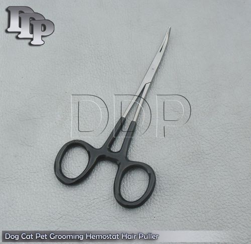 Dog Cat Pet Grooming Hemostat Hair Puller 5&#034; Black Curved