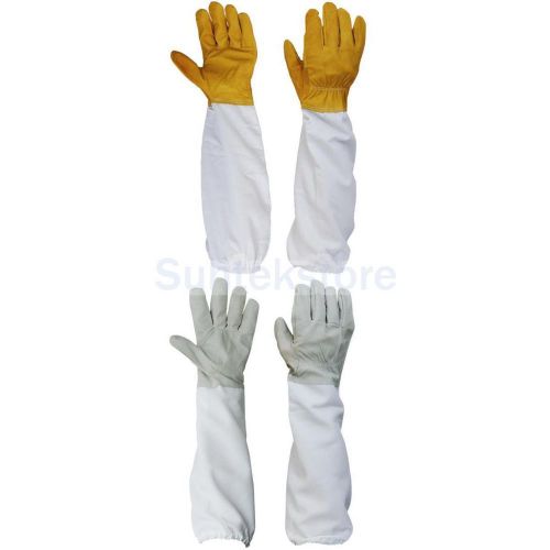 2 pairs bee keeping beekeeping protective sheepskin vented long sleeves gloves for sale