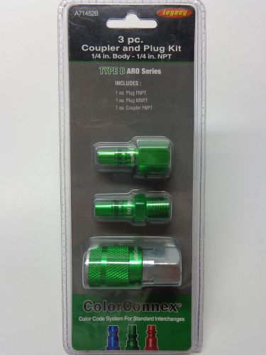 3pc coupler and plug kit type b aro series 1/4&#034;body-1/4&#034; npt colorconnex new for sale
