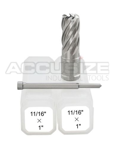 2 pcs 11/16&#039;&#039; x 1&#039;&#039; cutting depth hss annular cutter with 2 pcs pilot pin, #a06 for sale