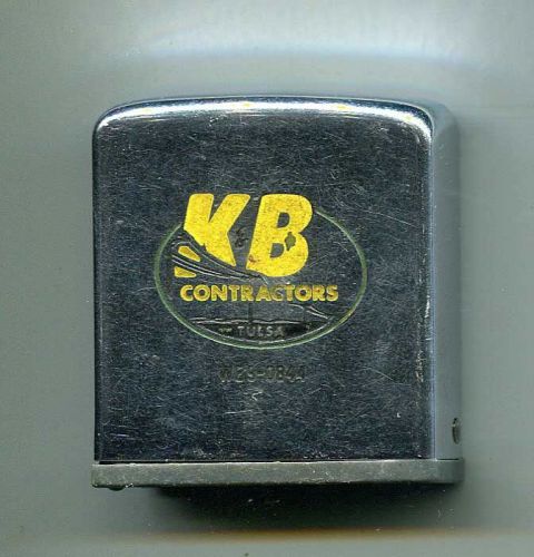 K&amp;b contractors ~ tulsa, oklahoma ~ zippo nickel case advertising tape measure for sale