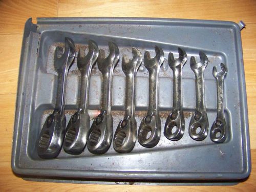 Blue Point 8 Piece Metric Wrench Stubby SAE rachet box open sold by Snap On Tool
