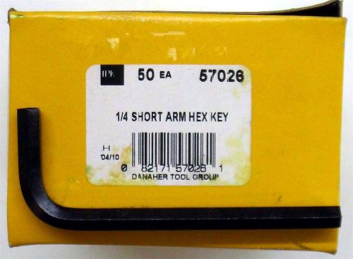 Danaher 57026 Short Arm Hex Key,  1/4 &#034;, Alloy Steel, Black Oxide Finish, 50 pcs