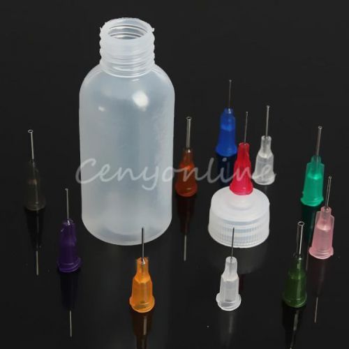 30ml squeezable rosin bottle dispenser for solder flux paste w/11 needle tips for sale