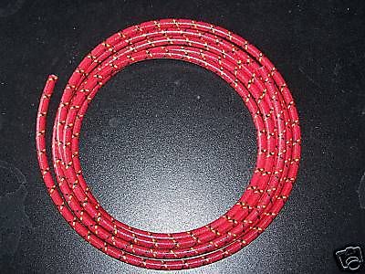 7mm cloth sparkplug wire red w/ yellow and black 10 ft for sale