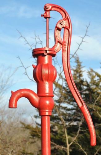Old vintage red jacket davenport iowa cast iron hand water well pump for sale