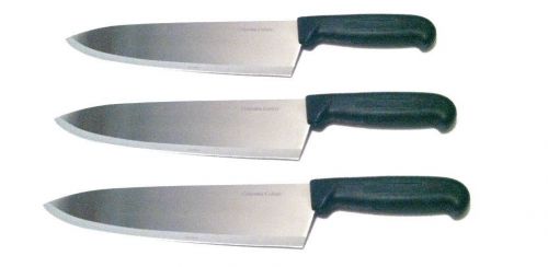 3 Columbia Cutlery 12&#034; Chef Knives - Black Handle - Brand New and Very Sharp!