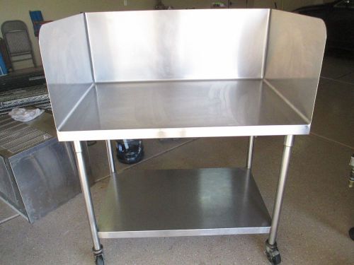 Custom Food Preparation Table w/ Back Splash &amp; Casters (46&#034;L x 30&#034;W x 54&#034; Tall)