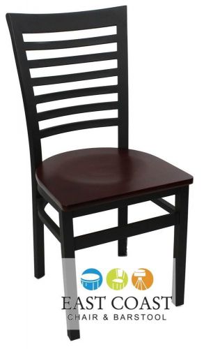 New Gladiator Full Ladder Back Metal Restaurant Chair with Mahogany Wood Seat