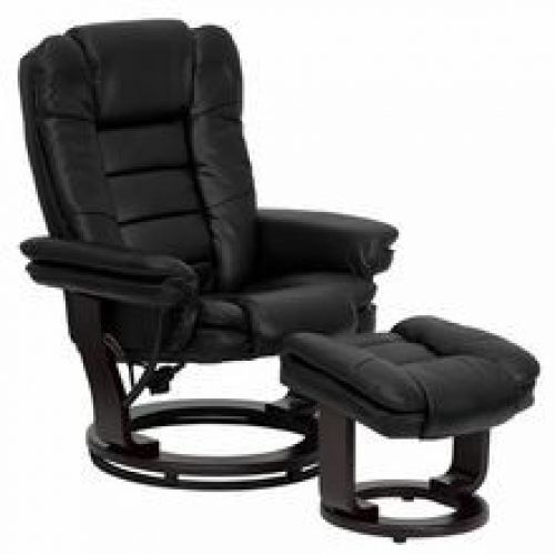 Flash Furniture BT-7818-BK-GG Contemporary Black Leather Recliner and Ottoman wi