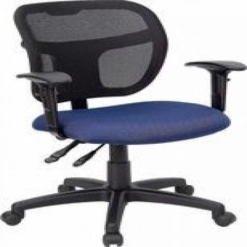 Flash Furniture WL-A7671SYG-NVY-A-GG Mid-Back Mesh Task Chair with Navy Blue Fab